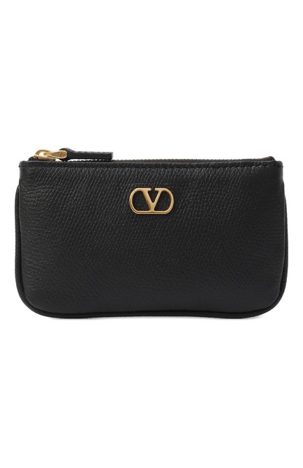 Женский кожаный футляр для кредитных карт VALENTINO черного цвета, арт. 6W2P0AK6/SNP | Фото 1 (Материал: Натуральная кожа; Материал сплава: Проставлено; Нос: Не проставлено)