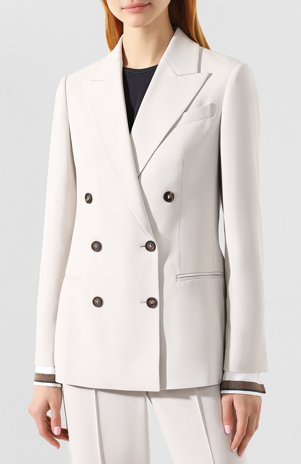 Двубортный жакет BRUNELLO CUCINELLI бежевого цвета по цене 528000 руб., арт. MB5218736P, фото 3 Двубортный жакет BRUNELLO CUCINELLI, арт. MB5218736P, фото 3