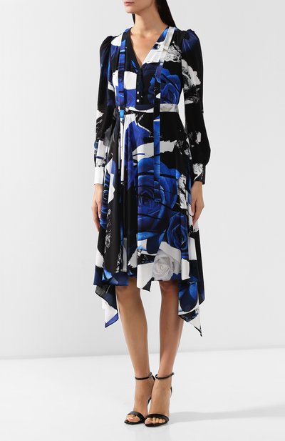 Шелковое платье ALEXANDER MCQUEEN синего цвета по цене 215000 руб., арт. 593208/QDAAA, фото 3 Шелковое платье ALEXANDER MCQUEEN, арт. 593208/QDAAA, фото 3