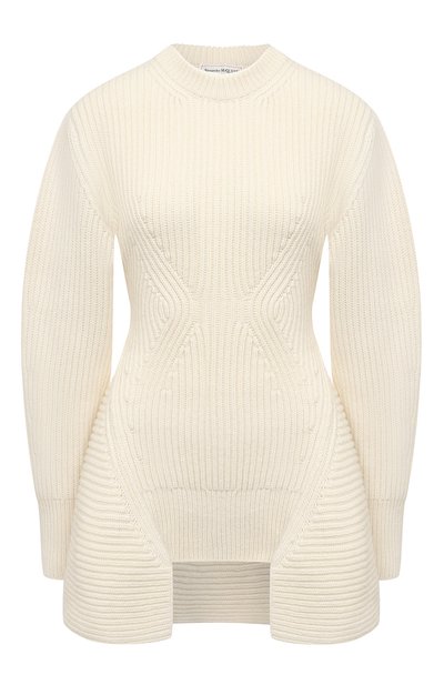 Свитер из шерсти и кашемира ALEXANDER MCQUEEN светло-бежевого цвета по цене 107000 руб., арт. 633692/Q1AQX, фото 1 Свитер из шерсти и кашемира ALEXANDER MCQUEEN, арт. 633692/Q1AQX, фото 1