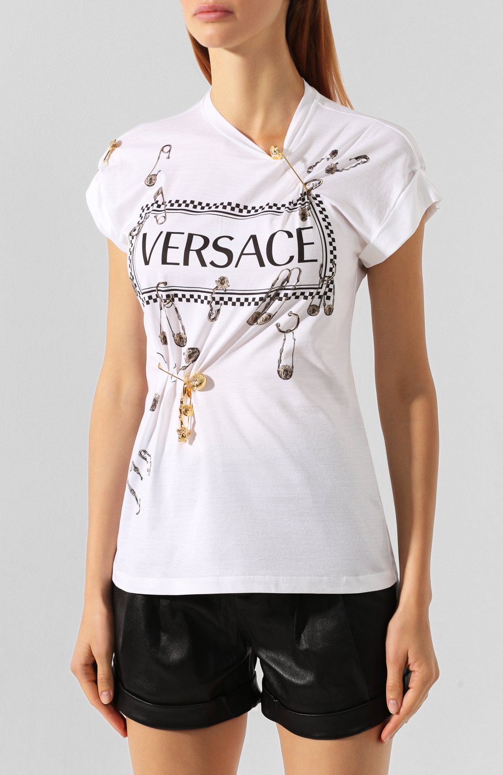 Хлопковая футболка VERSACE белого цвета по цене 94350 руб., арт. A83859/A201952, фото 3 Хлопковая футболка VERSACE, арт. A83859/A201952, фото 3