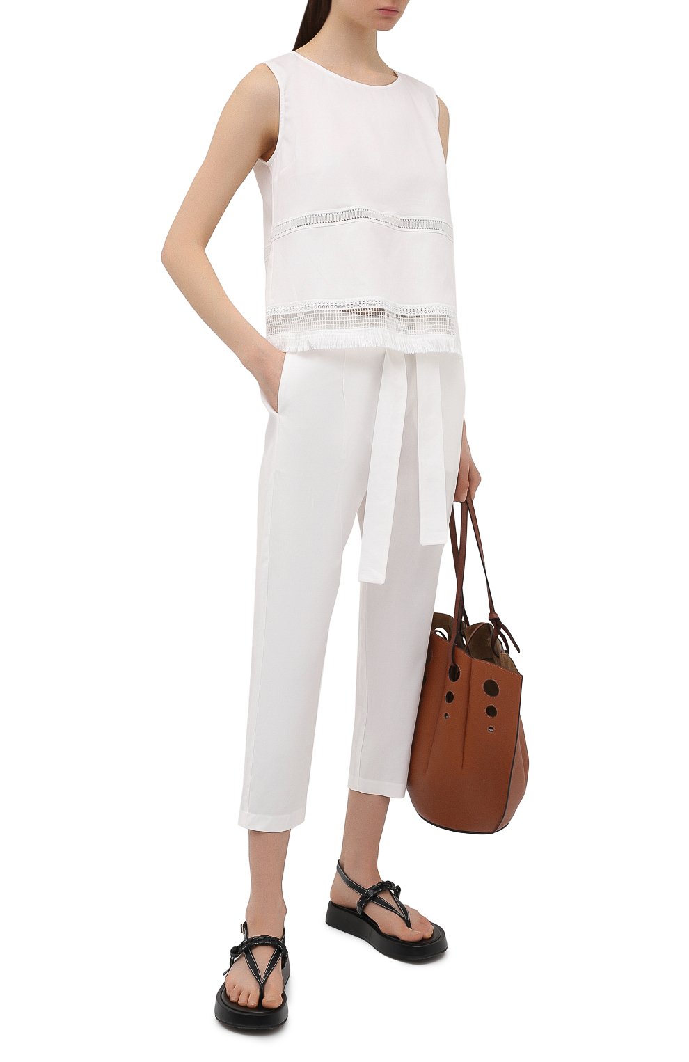 Хлопковые брюки LA FABBRICA DEL LINO белого цвета по цене 22740 руб., арт. 10106, фото 2 Хлопковые брюки LA FABBRICA DEL LINO, арт. 10106, фото 2