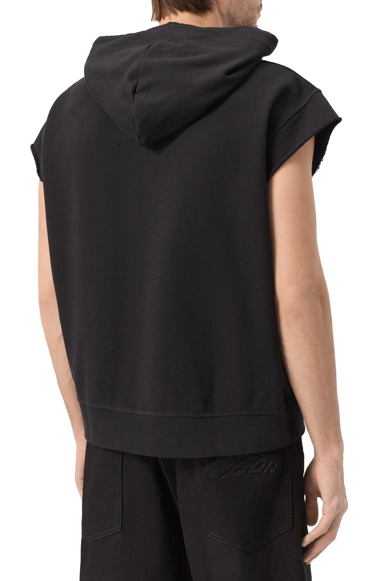 Мужской хлопковое худи DSQUARED2 черного цвета, арт. S71GU0721/S25551 | Фото 4 (Длина (для топов): Стандартные; Рукава: Короткие; Принт: С принтом; Мужское Кросс-КТ: Худи-одежда; Стили: Спорт-шик; Материал внешний: Хлопок)