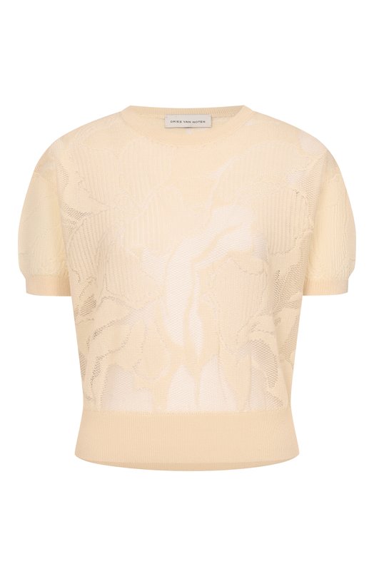 Хлопковый пуловер Dries Van Noten 011226/3733 Кремовый 011226/3733