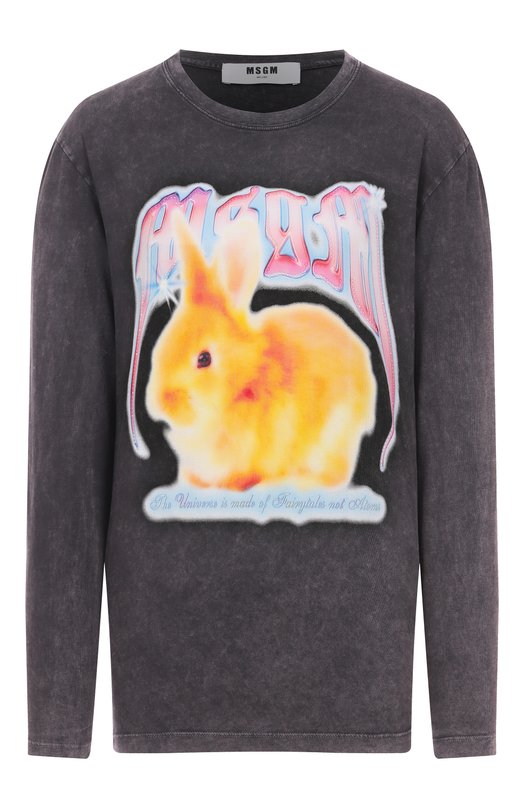 Хлопковый лонгслив MSGM 3941MDM107SE/257589 Серый 3941MDM107SE/257589