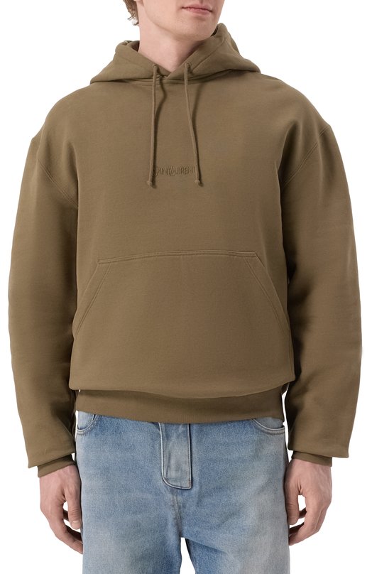 Хлопковое худи Saint Laurent 818538/Y36SW Хаки  818538/Y36SW Фото 3