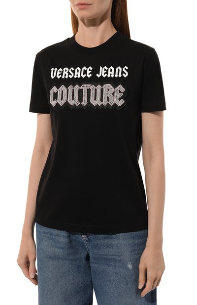 Хлопковая футболка VERSACE JEANS COUTURE, арт. 77HAHC02/CJ01C, фото 3