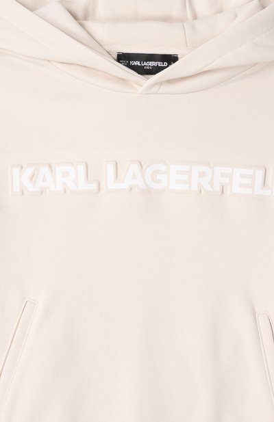 Хлопковое худи KARL LAGERFELD KIDS кремового цвета по цене 15800 руб., арт. Z30576, фото 3 Хлопковое худи KARL LAGERFELD KIDS, арт. Z30576, фото 3