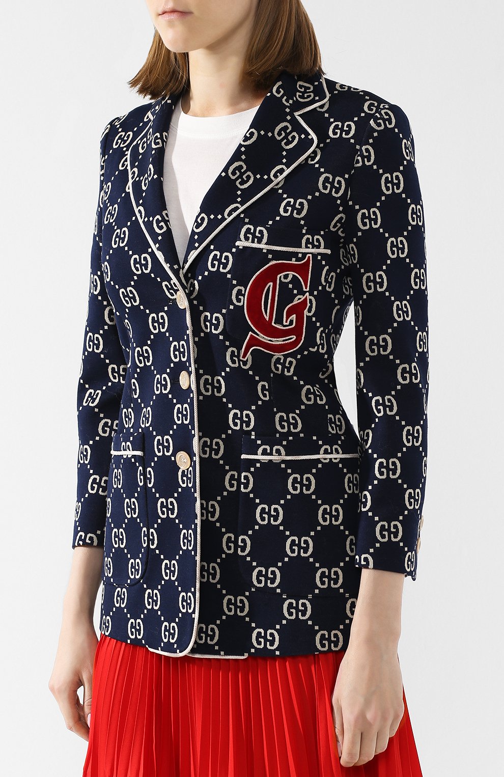 Хлопковый жакет с логотипом бренда GUCCI, арт. 516413/ZLK15, фото 3