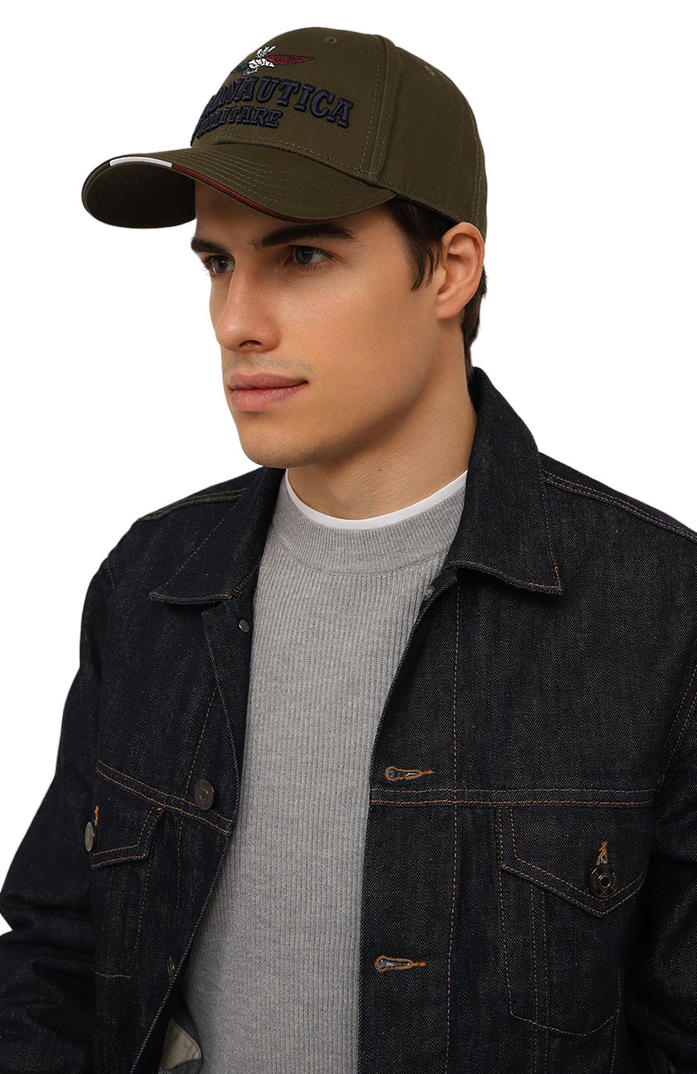 Хлопковая бейсболка AERONAUTICA MILITARE хаки цвета по цене 6850 руб., арт. 232/HA1136CT2261, фото 2 Хлопковая бейсболка AERONAUTICA MILITARE, арт. 232/HA1136CT2261, фото 2