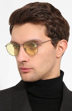 Женские солнцезащитные очки RAY-BAN желтого цвета, арт. 3447-004/T4 | Фото 3 (Кросс-КТ: С/з-унисекс; Очки форма: Круглые; Региональные ограничения белый список (Axapta Mercury): RU; Тип очков: С/з; Статус проверки: Проверена категория; Оптика Гендер: оптика-унисекс)