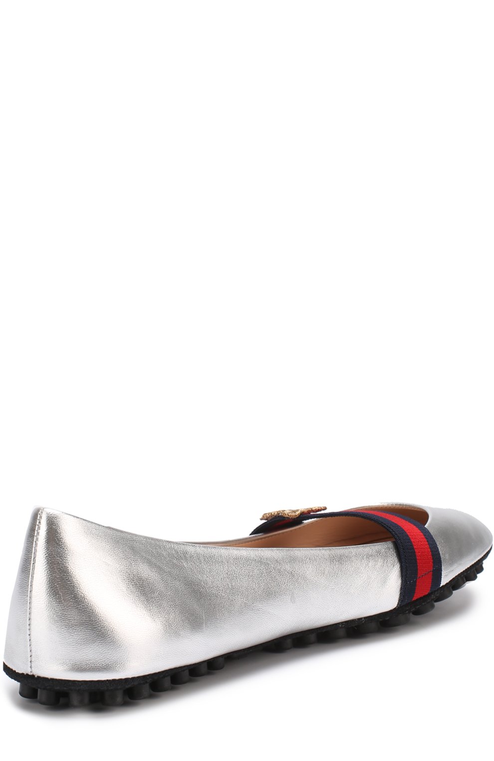 Балетки из металлизировнной кожи с лентой GUCCI, арт. 417668/DMK00, фото 3