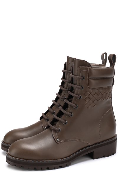 Кожаные ботинки с плетением intrecciato BOTTEGA VENETA, арт. 474706/V0282, фото 1