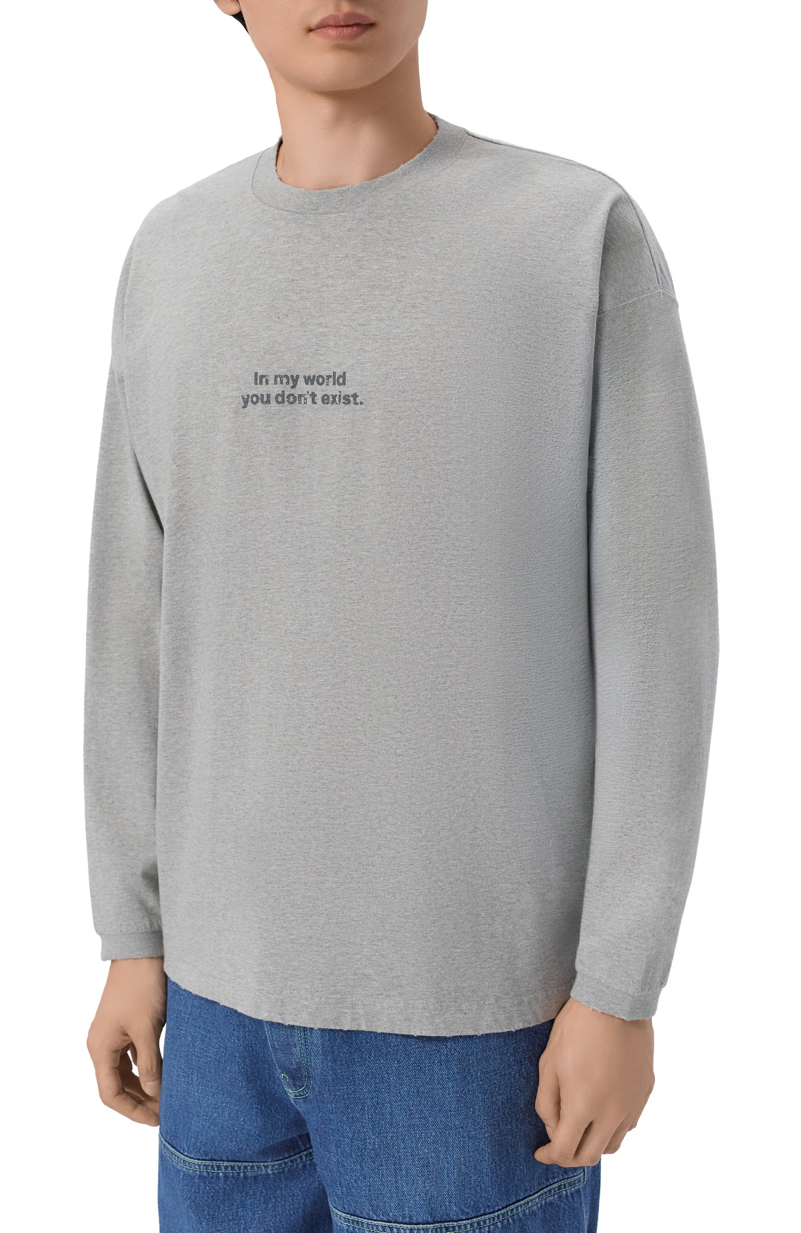 Хлопковый лонгслив VETEMENTS серого цвета по цене 89250 руб., арт. MH27LS265G, фото 3 Хлопковый лонгслив VETEMENTS, арт. MH27LS265G, фото 3