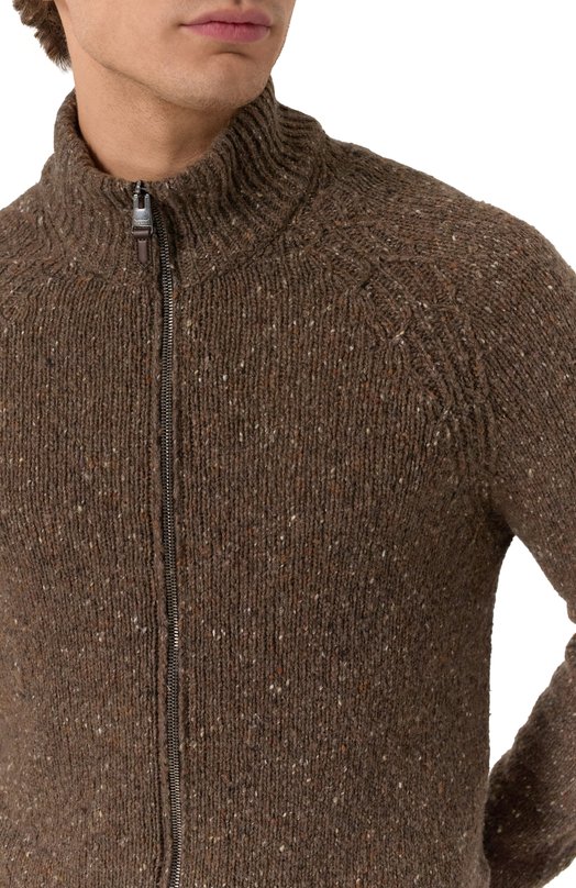 Кардиган из шерсти и вискозы Canali C1114/MK02364 Коричневый  C1114/MK02364 Фото 5