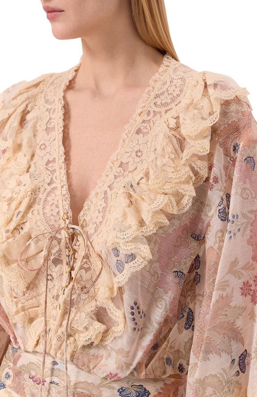 Блузка изо льна и шелка Zimmermann 7117TC261 Кремовый  7117TC261 Фото 5