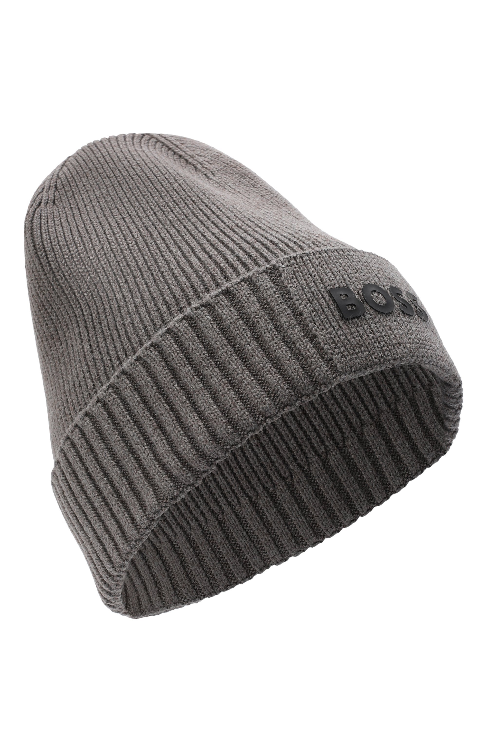Шапка из хлопка и шерсти BOSS серого цвета по цене 8295 руб., арт. 50499423, фото 1 Шапка из хлопка и шерсти BOSS, арт. 50499423, фото 1
