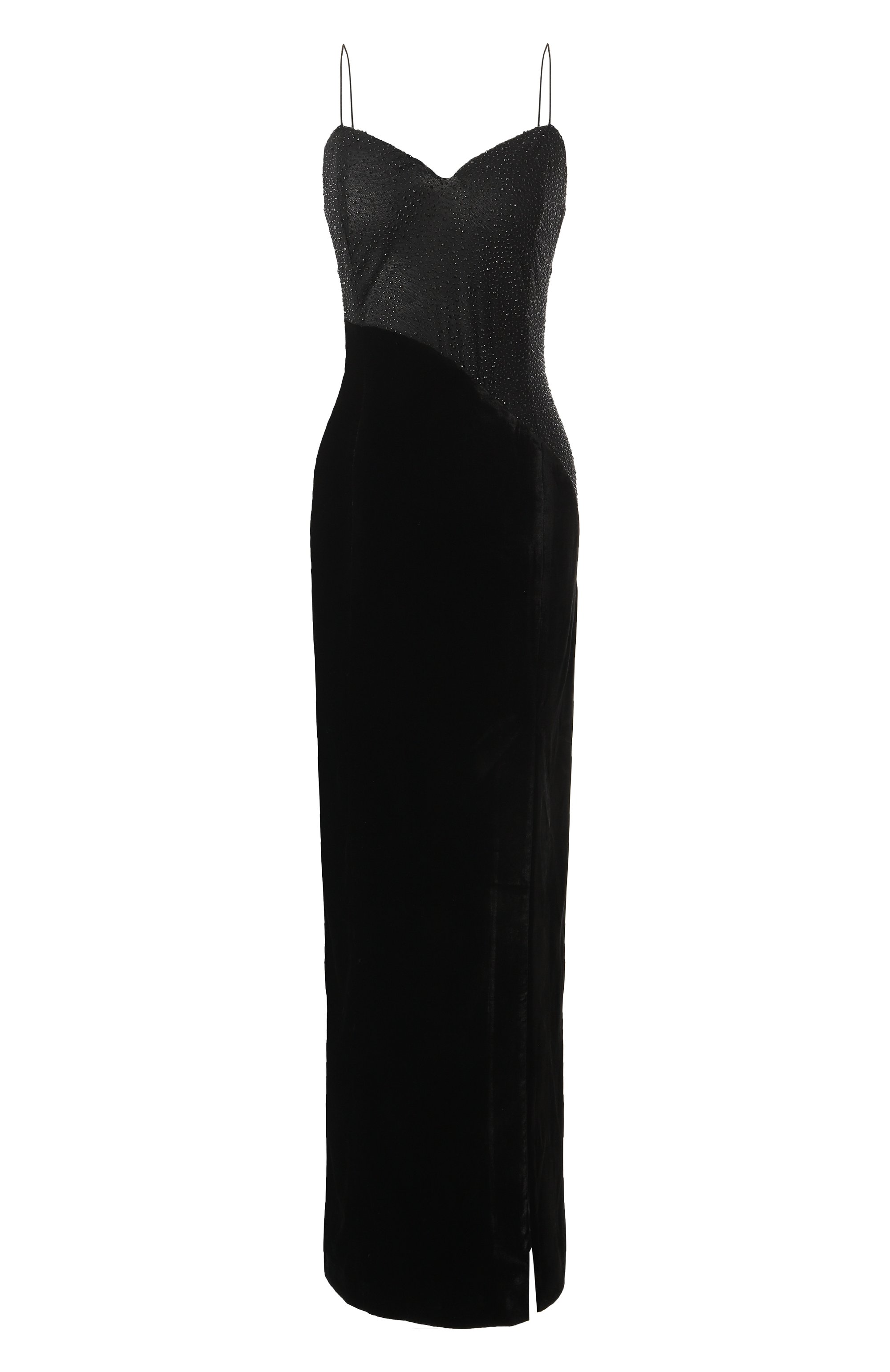 Бархатное платье с отделкой стразами ALINE черного цвета по цене 55000 руб., арт. AL152503, фото 1 Бархатное платье с отделкой стразами ALINE, арт. AL152503, фото 1