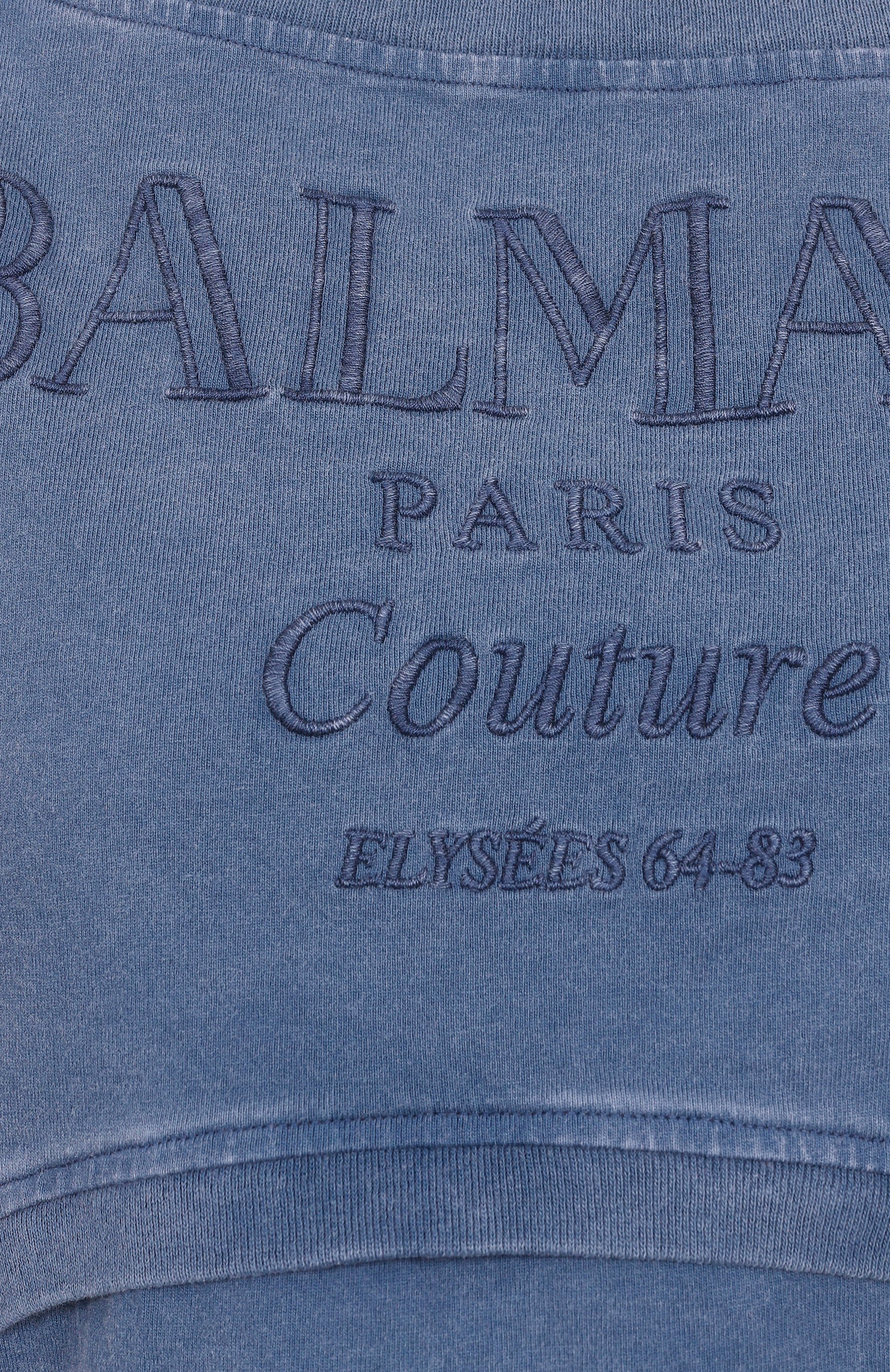 Хлопковая футболка BALMAIN синего цвета по цене 56100 руб., арт. EF1EE121/BC96, фото 6 Хлопковая футболка BALMAIN, арт. EF1EE121/BC96, фото 6