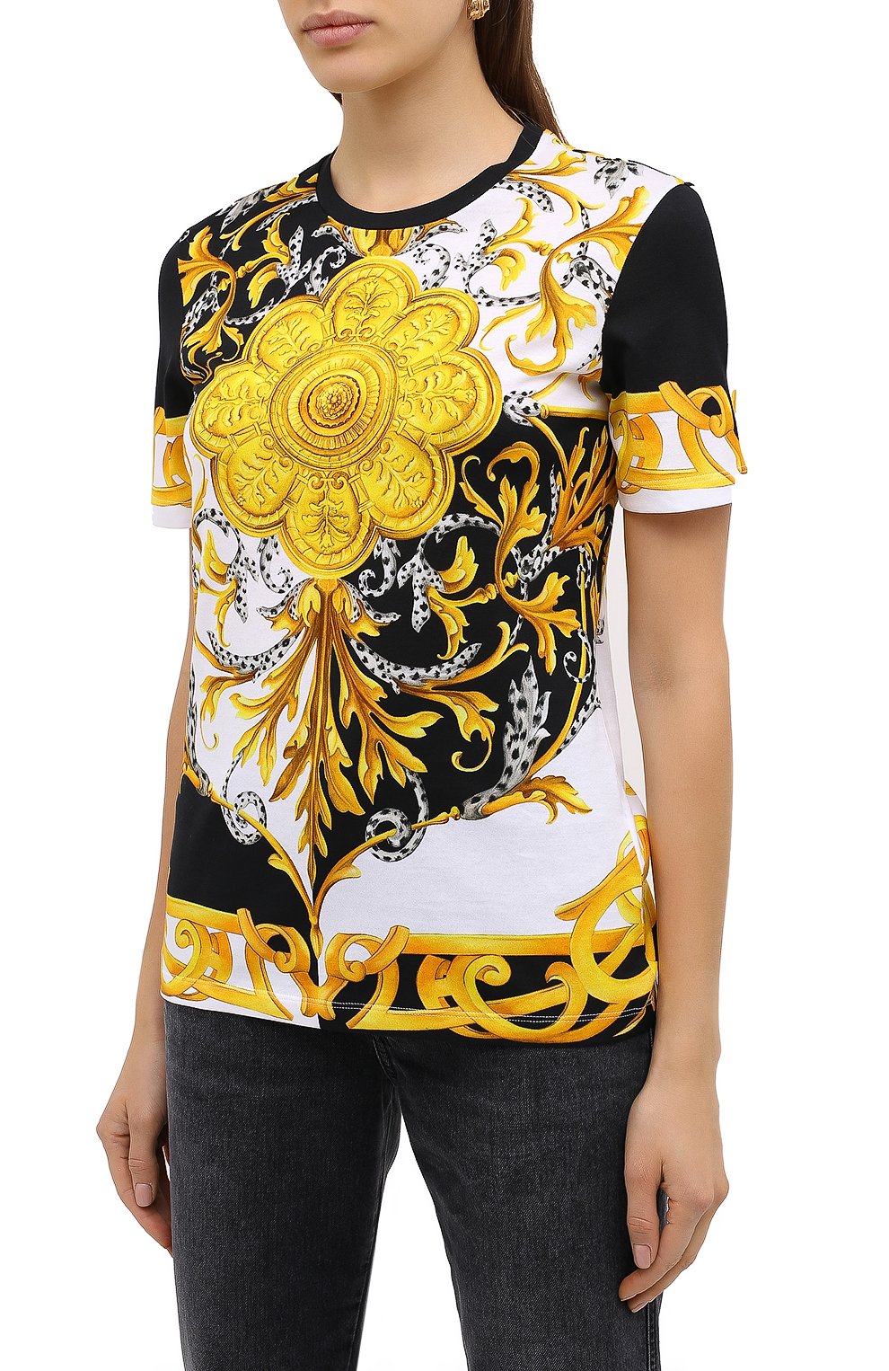 Хлопковая футболка VERSACE разноцветного цвета по цене 47450 руб., арт. A87458/A236028, фото 3 Хлопковая футболка VERSACE, арт. A87458/A236028, фото 3