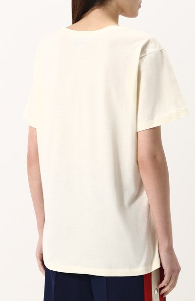 Хлопковая футболка свободного кроя с логотипом бренда GUCCI, арт. 492347/X3M96, фото 4