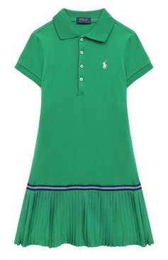 Детское хлопковое платье POLO RALPH LAUREN зеленого цвета, арт. 312862334 | Фото 1 (Материал внешний: Хлопок; Рукава: Короткие; Девочки Кросс-КТ: Платье-одежда; Случай: Повседневный; Драгоценные камни: Проставлено; Материал сплава: Проставлено; Ростовка одежда: 5 лет | 110 см, 6 лет | 116 см)