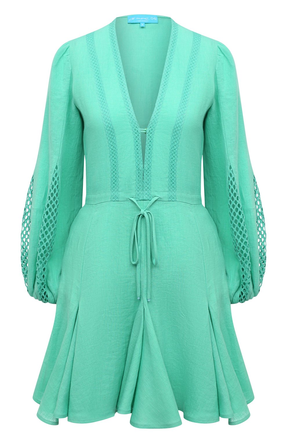 Льняное платье A MERE CO зеленого цвета по цене 59700 руб., арт. AMC-RSS22-010GG, фото 1 Льняное платье A MERE CO, арт. AMC-RSS22-010GG, фото 1