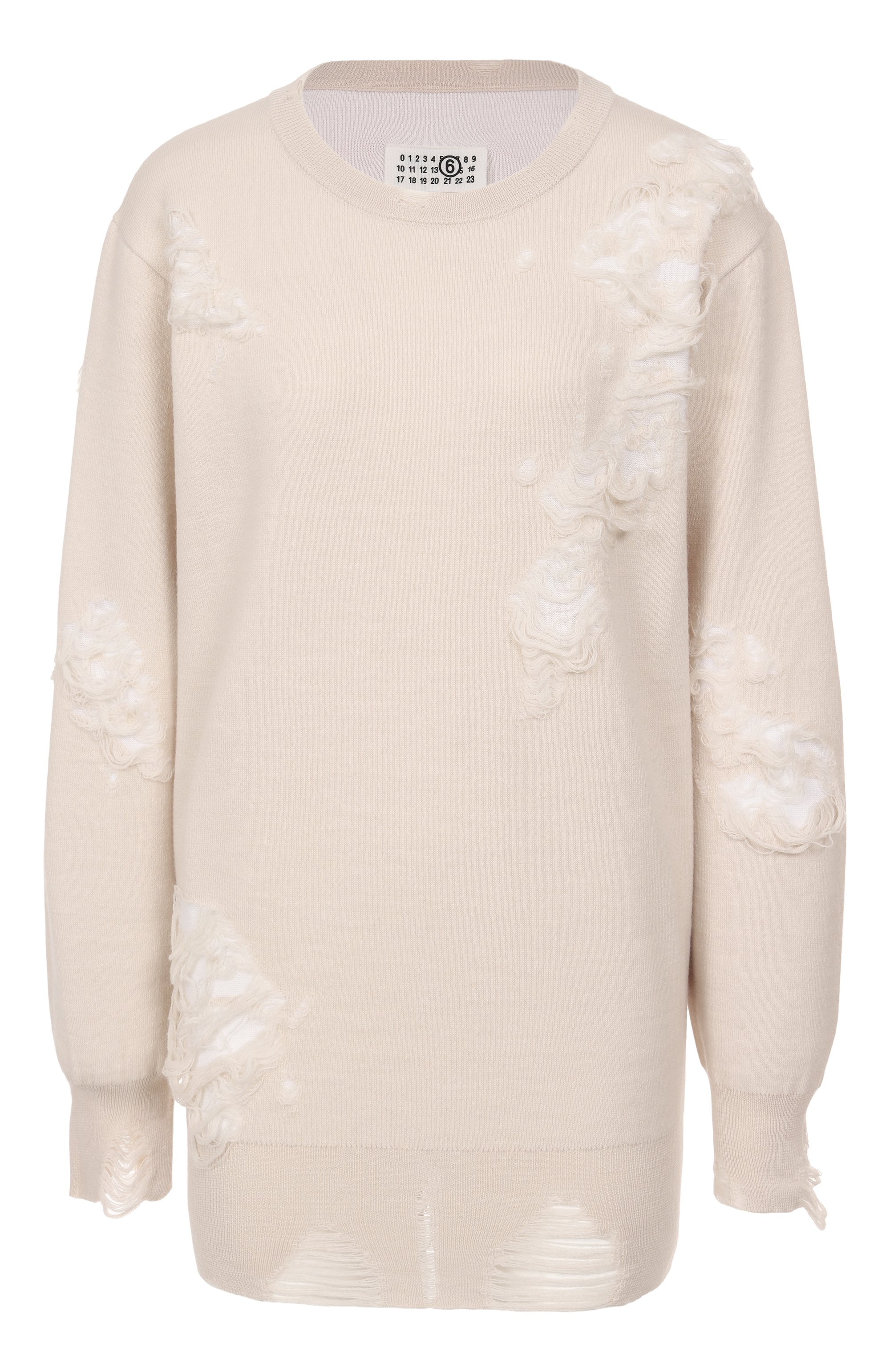 Пуловер MM6 кремового цвета по цене 99050 руб., арт. S52HL0046/M13131, фото 1 Пуловер MM6, арт. S52HL0046/M13131, фото 1