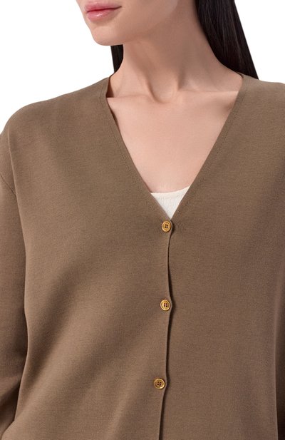 Кардиган из шелка и хлопка LORO PIANA коричневого цвета по цене 215500 руб., арт. FA09865, фото 5 Кардиган из шелка и хлопка LORO PIANA, арт. FA09865, фото 5