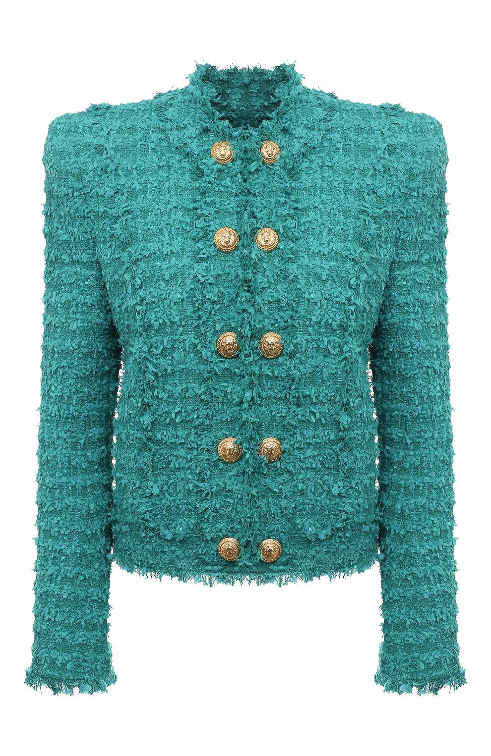 Жакет BALMAIN бирюзового цвета по цене 299500 руб., арт. AF1SK318XE36, фото 1 Жакет BALMAIN, арт. AF1SK318XE36, фото 1