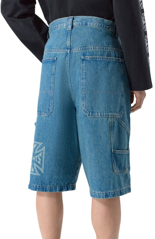 Джинсовые шорты VETEMENTS ME76DP094N1/2808 DENIM Синий  ME76DP094N1/2808 DENIM Фото 4