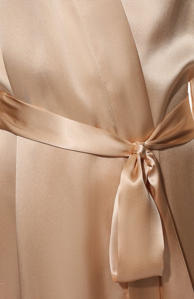 Женский шелковый халат AUBADE светло-бежевого цвета, арт. QS65 | Фото 5 (Материал внешний: Шелк; Материал сплава: Проставлено; Нос: Не проставлено)