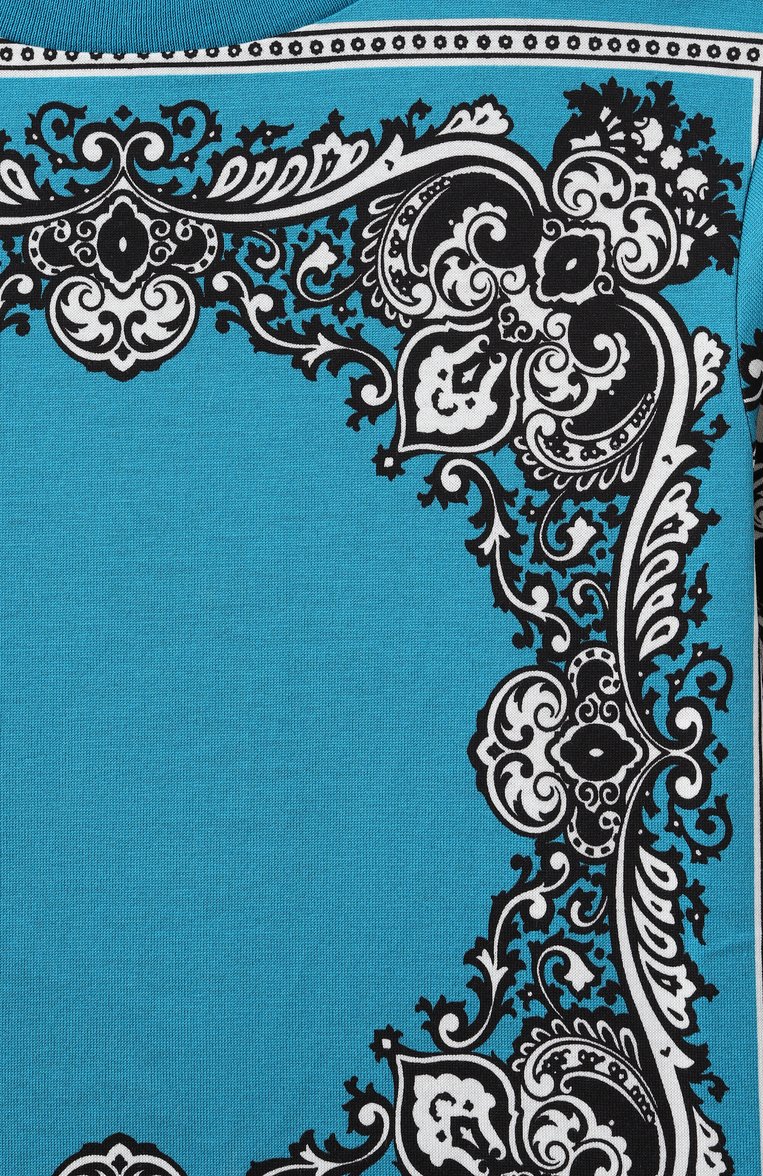 Детская хлопковая футболка DOLCE & GABBANA голубого цвета, арт. L4JTHU/II7GC/2-6 | Фото 3 (Рукава: Короткие; Драгоценные камни: Проставлено; Материал сплава: Проставлено; Мальчики Кросс-КТ: Футболка-одежда; Материал внешний: Хлопок; Ростовка одежда: 5 лет | 110 см, 4 года | 104 см, 6 лет | 116 см, 3 года | 98 см, 2 года | 92 см)
