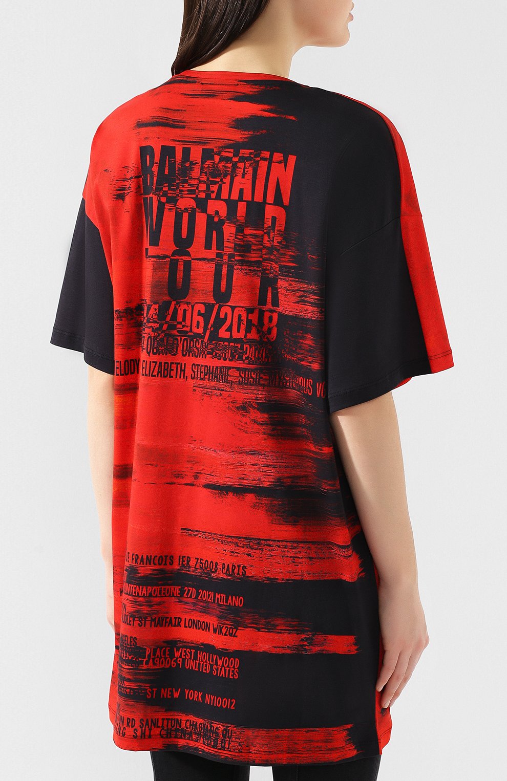 Хлопковая футболка BALMAIN красного цвета по цене 69950 руб., арт. RF21010/I109, фото 4 Хлопковая футболка BALMAIN, арт. RF21010/I109, фото 4