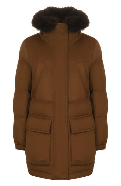 Женский кашемировый пуховик с отделкой из козы KITON, арт. D58609K0583G
