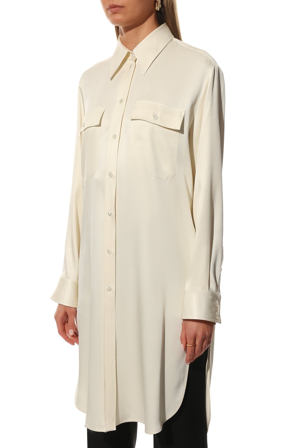 Шелковая туника THE ROW молочного цвета по цене 281500 руб., арт. 6036W2171, фото 3 Шелковая туника THE ROW, арт. 6036W2171, фото 3
