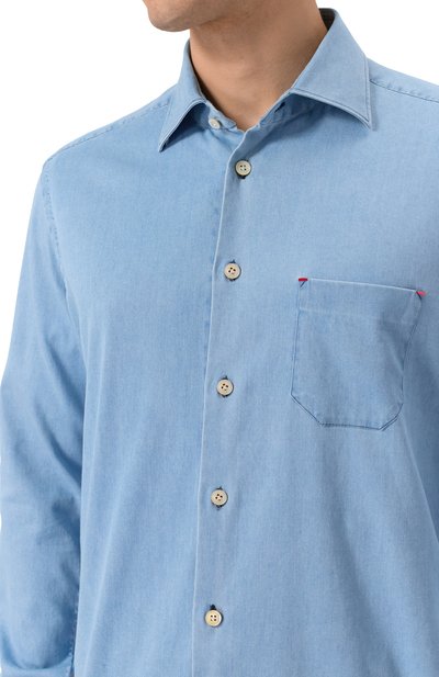 Джинсовая рубашка KITON голубого цвета по цене 69950 руб., арт. UMCNERH0922703, фото 5 Джинсовая рубашка KITON, арт. UMCNERH0922703, фото 5