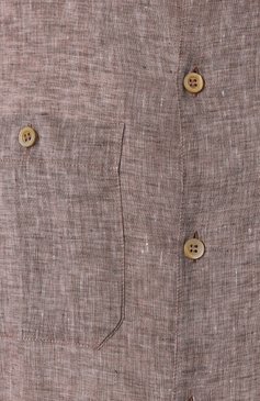 Мужская льняная рубашка BRUNELLO CUCINELLI коричневого цвета, арт. MM6840658 | Фото 6 (Рукава: Длинные; Материал внешний: Лен; Длина (для топов): Стандартные; Случай: Повседневный; Манжеты: На пуговицах; Принт: Однотонные; Воротник: Кент; Стили: Кэжуэл)