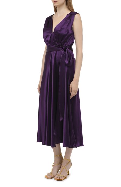 Атласное платье DRIES VAN NOTEN фиолетового цвета по цене 142000 руб., арт. 202-18615-1042, фото 3 Атласное платье DRIES VAN NOTEN, арт. 202-18615-1042, фото 3