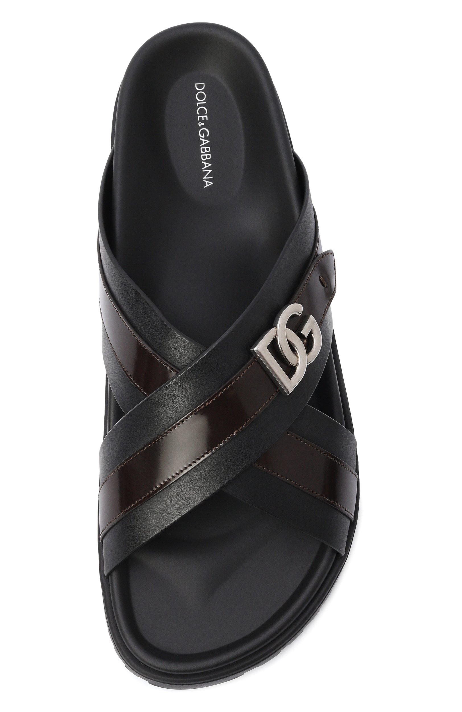 Кожаные шлепанцы DOLCE & GABBANA черного цвета по цене 107000 руб., арт. A80624/A0765, фото 5 Кожаные шлепанцы DOLCE & GABBANA, арт. A80624/A0765, фото 5
