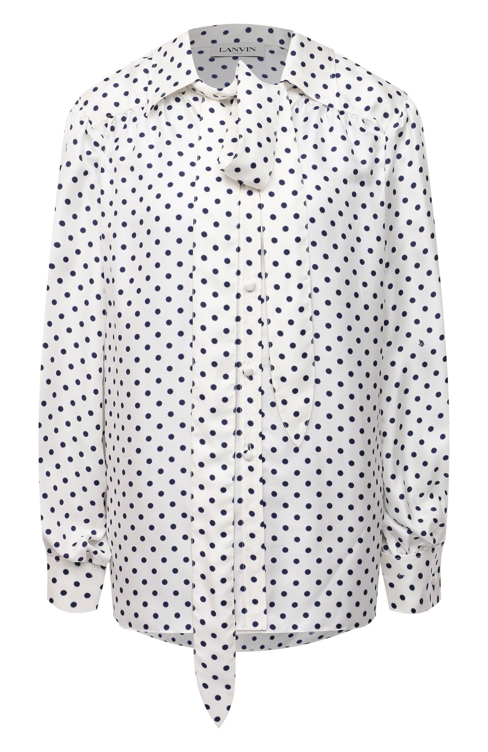 Шелковая блузка LANVIN черно-белого цвета по цене 134000 руб., арт. RW-T0601I-4839-P21, фото 1 Шелковая блузка LANVIN, арт. RW-T0601I-4839-P21, фото 1