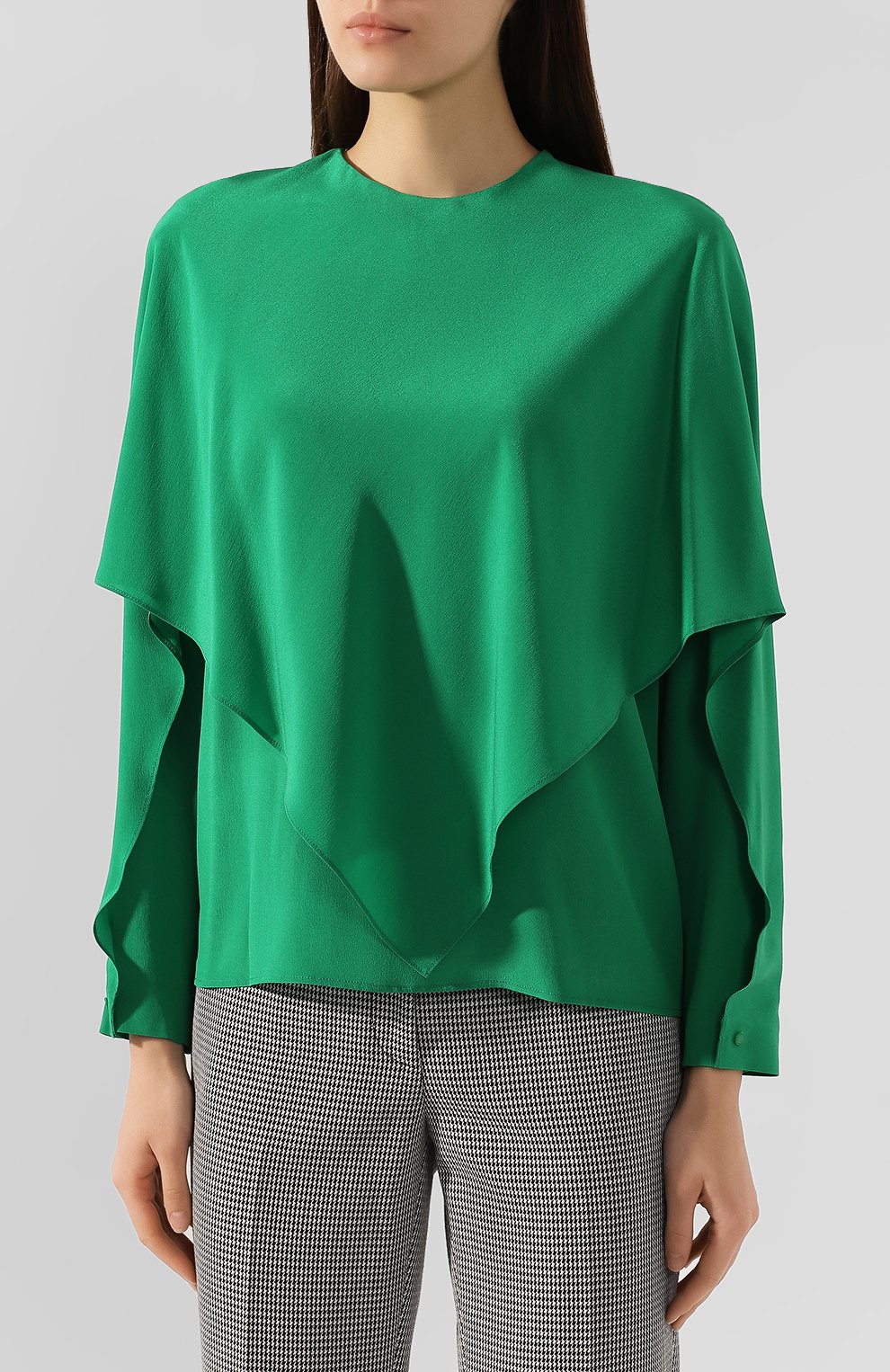 Шелковая блузка STELLA MCCARTNEY зеленого цвета по цене 54200 руб., арт. 588870/SY206, фото 3 Шелковая блузка STELLA MCCARTNEY, арт. 588870/SY206, фото 3
