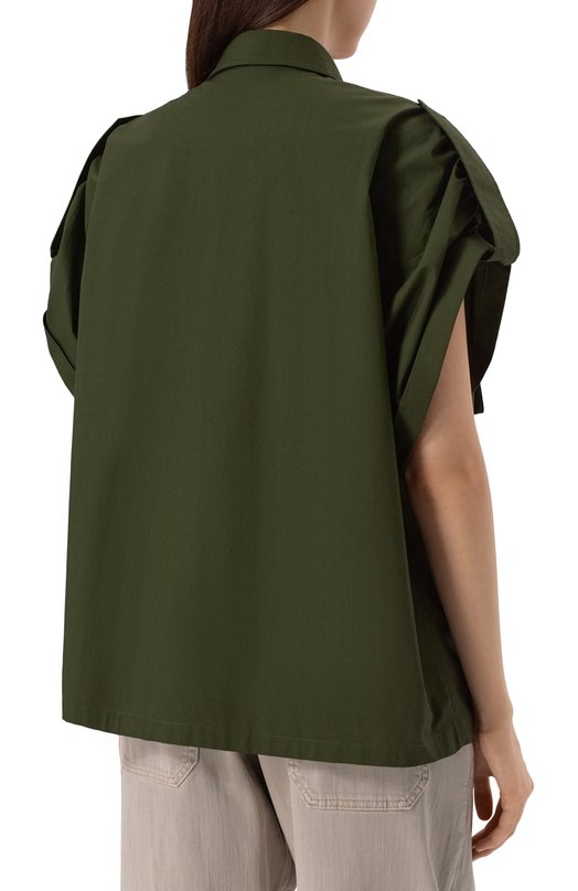 Хлопковая рубашка Elie Saab SH089NS25/P0009 Хаки  SH089NS25/P0009 Фото 4