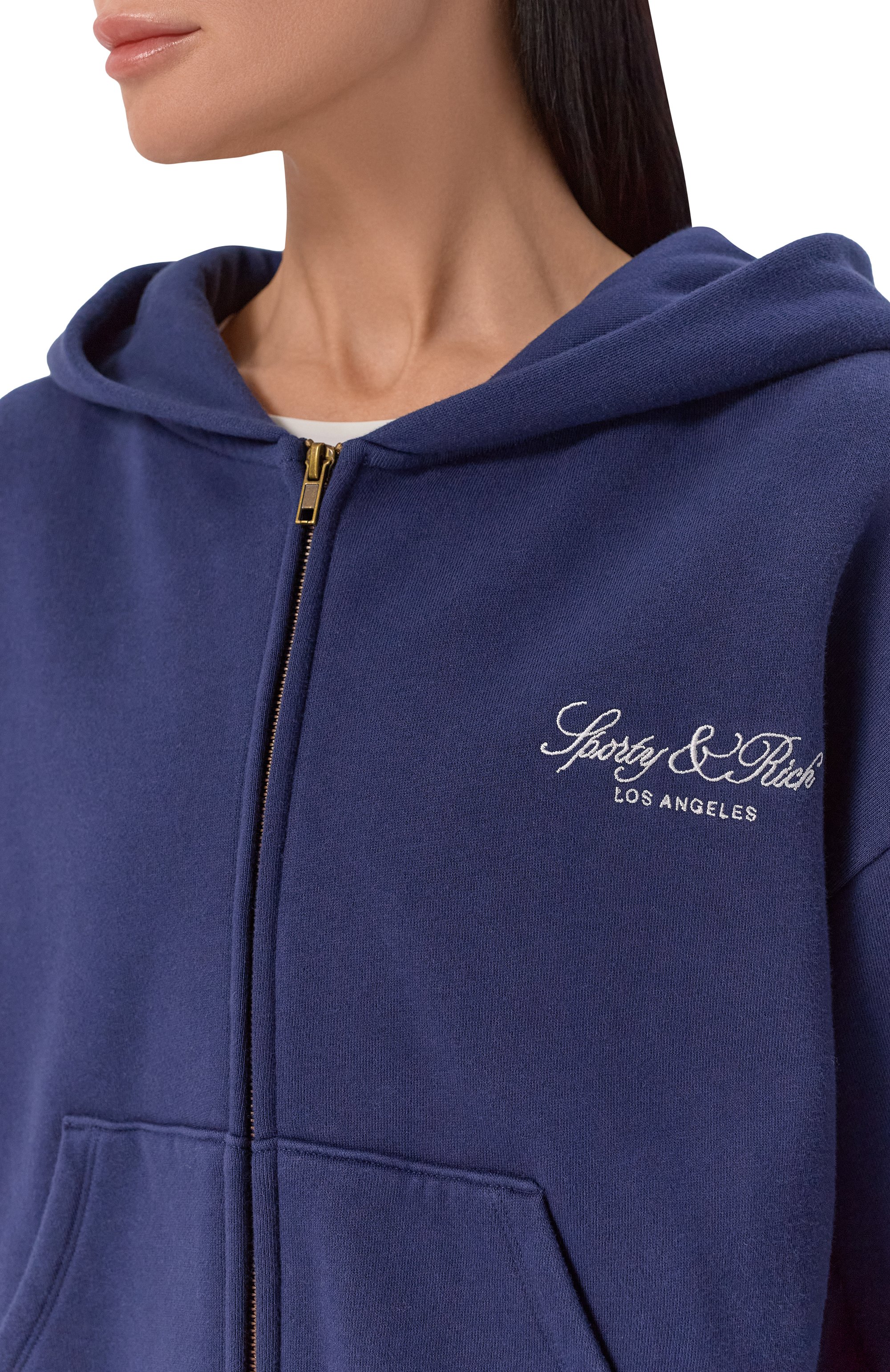 Хлопковая толстовка SPORTY AND RICH темно-синего цвета по цене 38600 руб., арт. ST09476269BL106, фото 5 Хлопковая толстовка SPORTY AND RICH, арт. ST09476269BL106, фото 5