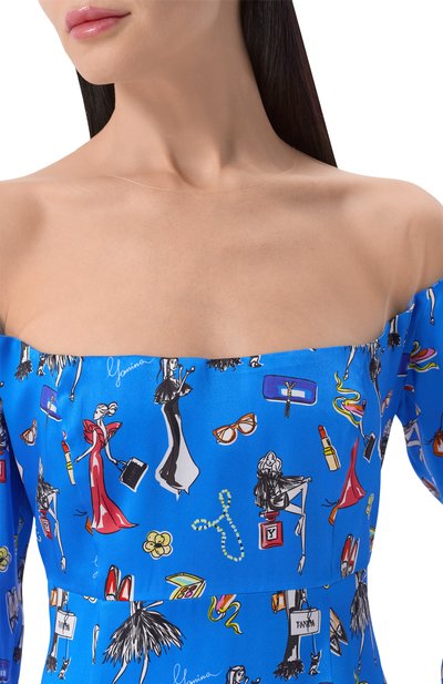 Шелковое платье YANINA синего цвета по цене 160080 руб., арт. T-3120A, фото 4 Шелковое платье YANINA, арт. T-3120A, фото 4