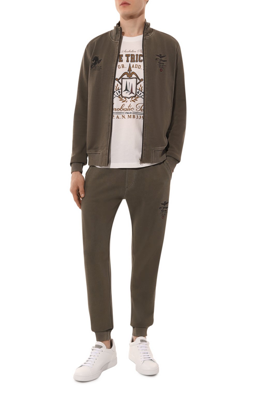 Хлопковый спортивный костюм AERONAUTICA MILITARE хаки цвета по цене 30750 руб., арт. TF080F539, фото 1 Хлопковый спортивный костюм AERONAUTICA MILITARE, арт. TF080F539, фото 1