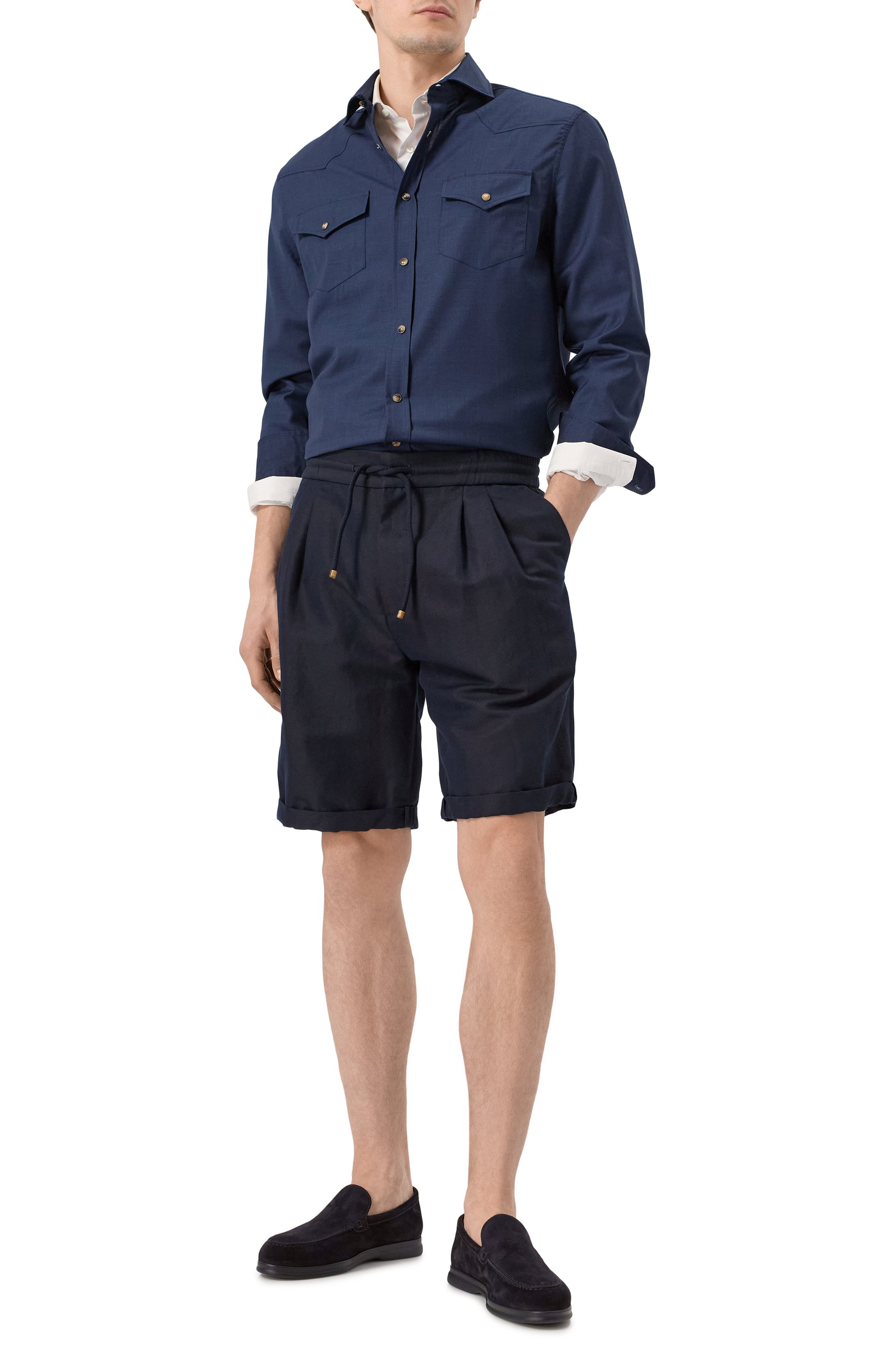 Шорты изо льна и хлопка BRUNELLO CUCINELLI, арт. MH255U0020, фото 2