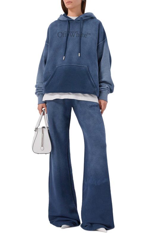 Хлопковые брюки Off-White 0WCH022F25FLE002 Синий  0WCH022F25FLE002 Фото 2