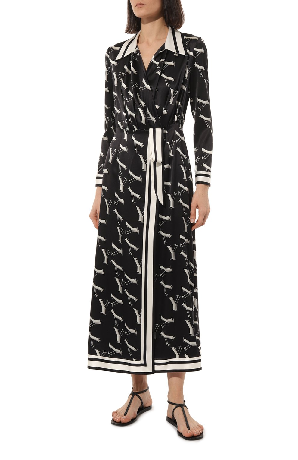 Атласное платье YANINA черно-белого цвета по цене 193380 руб., арт. 0-2492, фото 3 Атласное платье YANINA, арт. 0-2492, фото 3