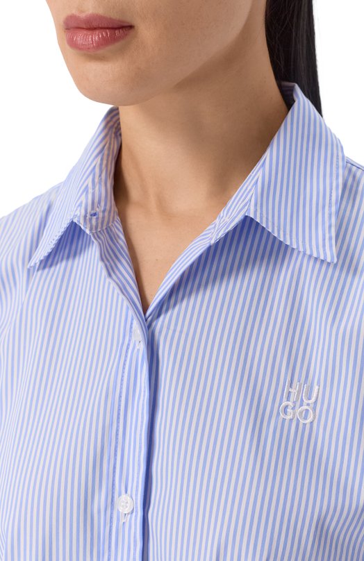 Хлопковая рубашка HUGO 50552601 Голубой  50552601 Фото 5